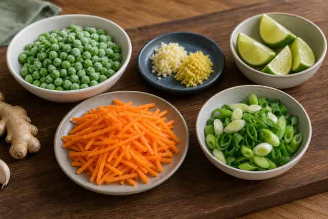 Beef Soy Ginger Noodle Stir Fry with Peas cooking step 1: Prepare the stir-fry.