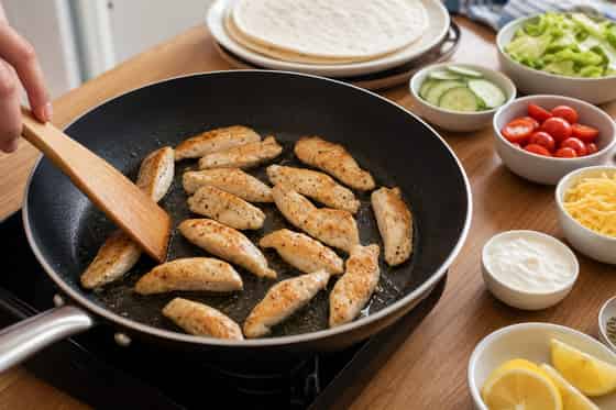 Chicken Lemon Cheddar Salad Wraps with Crisp Lettuce cooking step 2: Cook the chicken.