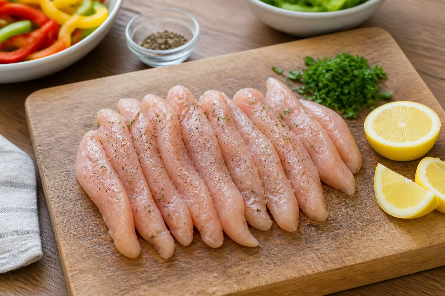 Herby Chicken Pesto Pepper Wraps cooking step 2: Season the chicken.