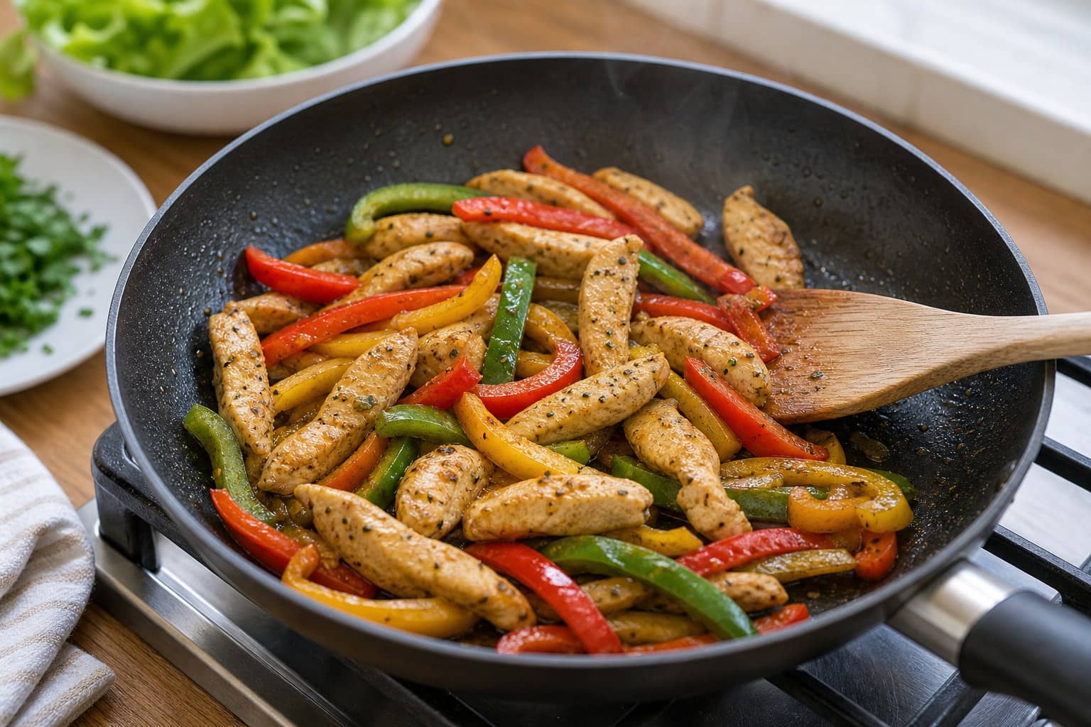 Herby Chicken Pesto Pepper Wraps cooking step 3: Cook the chicken.