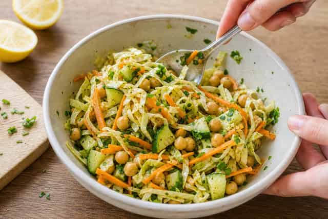 Crunchy Chickpea Slaw Flatbreads with Lemon Parsley cooking step 4: Fold the filling.