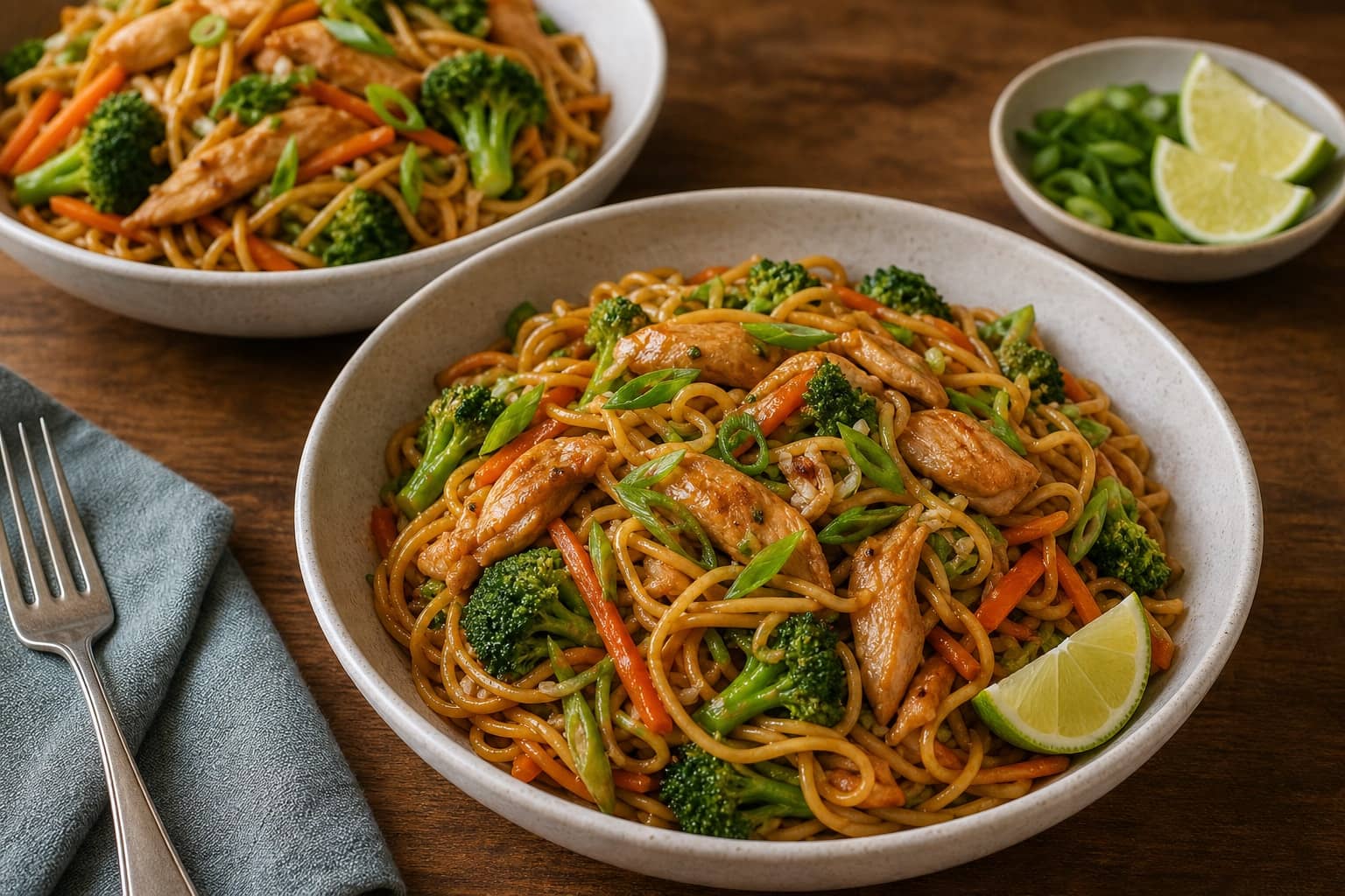 Ginger Chicken Broccoli Egg Noodles with Lime cooking step 6: Toss and serve.