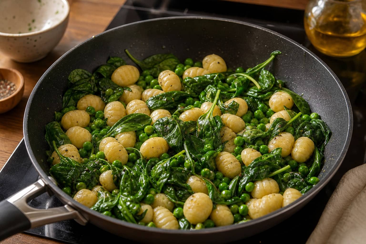 Golden Halloumi Pea Pesto Gnocchi with Lemon cooking step 4: Crisp the halloumi.
