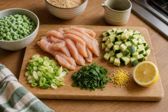 Lemon Chicken Pea Couscous with Parsley cooking step 1: Prepare the pan.