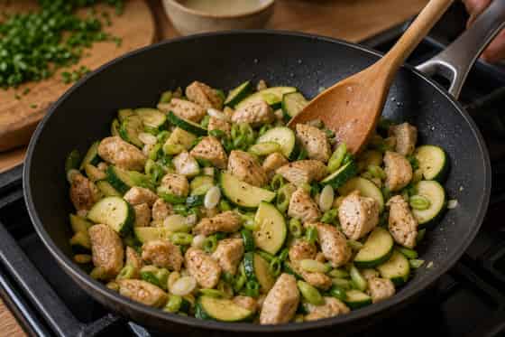 Lemon Chicken Pea Couscous with Parsley cooking step 3: Add the vegetables.