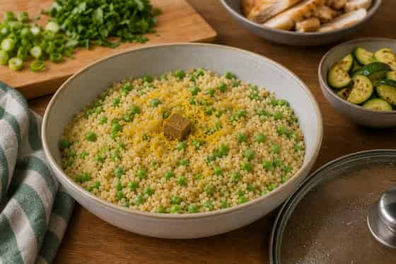 Lemon Chicken Pea Couscous with Parsley cooking step 4: Steam the couscous.