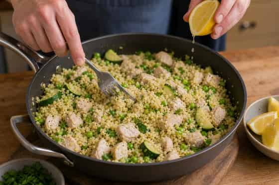 Lemon Chicken Pea Couscous with Parsley cooking step 5: Fluff and season.
