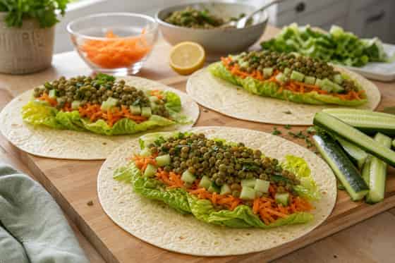 Lemon Lentil Cucumber Wraps with Parsley cooking step 4: Fill the wraps.