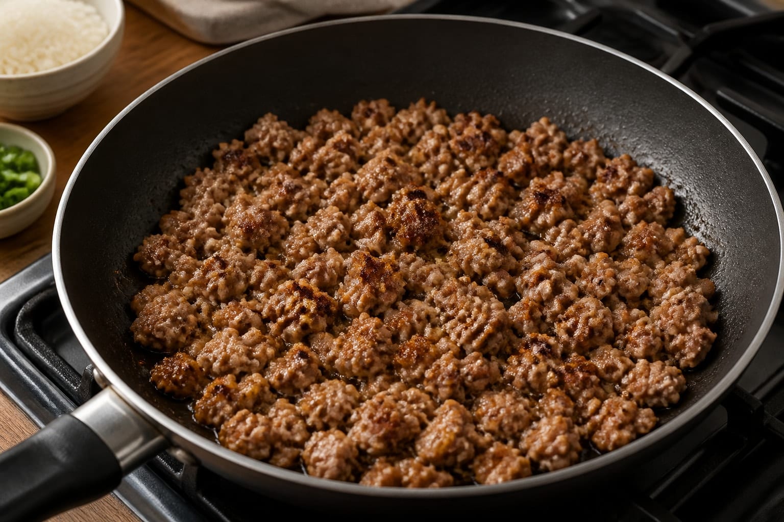 Paprika Pork Pepper Rice with Lime cooking step 3: Brown the pork.