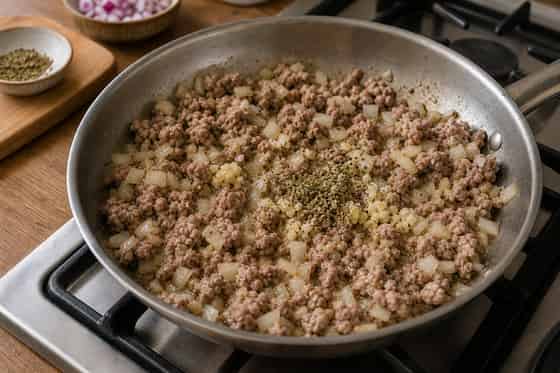 Pork Spinach Gnocchi One-Pan with Tomato cooking step 3: Build the tomato base.