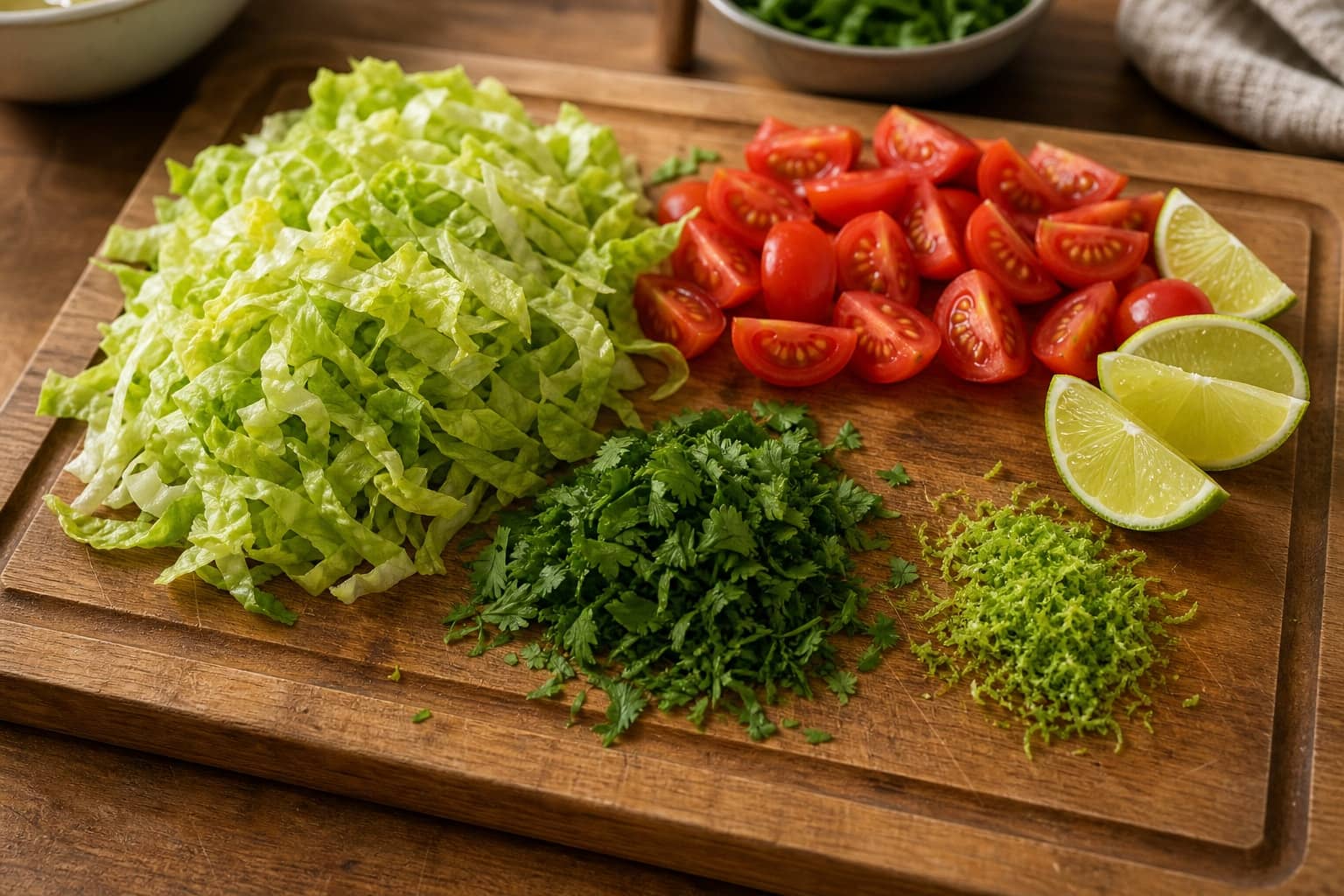 Crispy Pork Mince Flatbreads with Lime Yoghurt cooking step 1: Prepare the toppings.