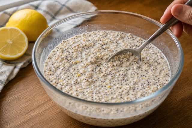 Raspberry Oat Pots with Pumpkin Seeds cooking step 2: Mix the oat base.