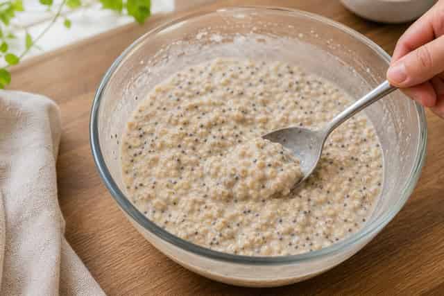 Raspberry Oat Pots with Pumpkin Seeds cooking step 3: Let the oats soften.