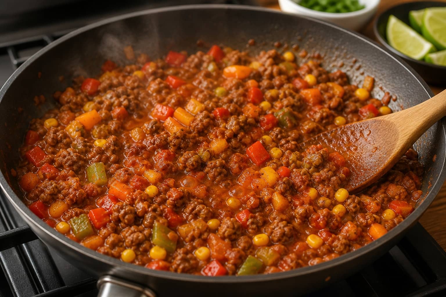 Smoky Beef Pepper Rice Bowls with Lime cooking step 5: Make it smoky.