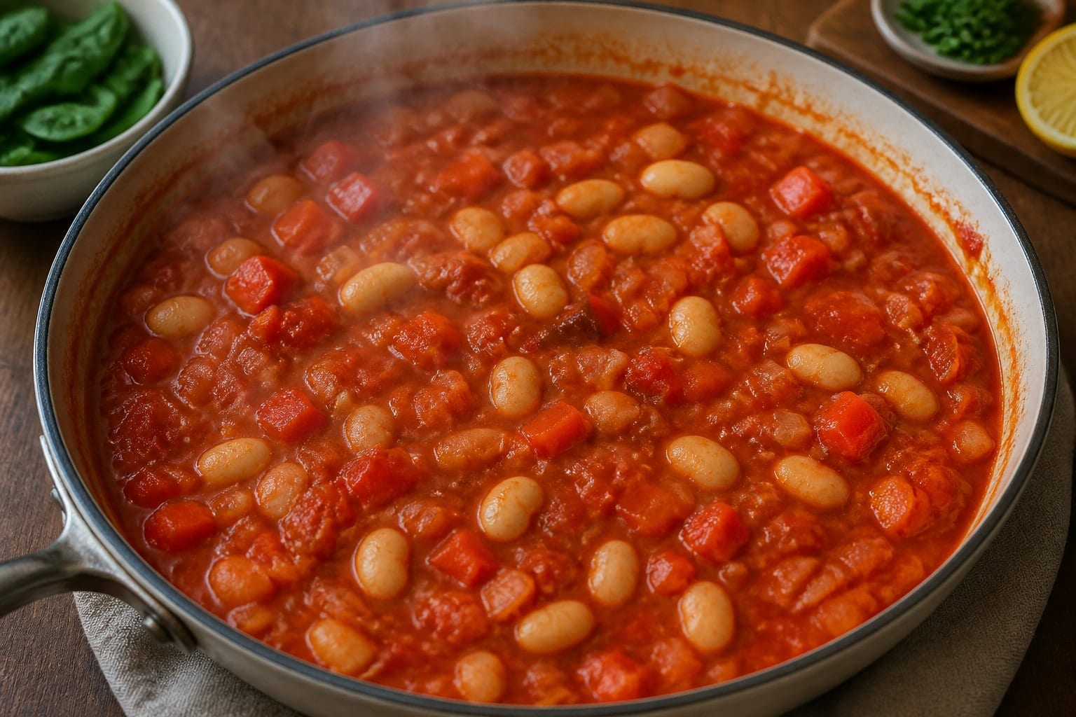 Cod Butter Bean Stew with Lemon Parsley cooking step 4: Simmer the beans.