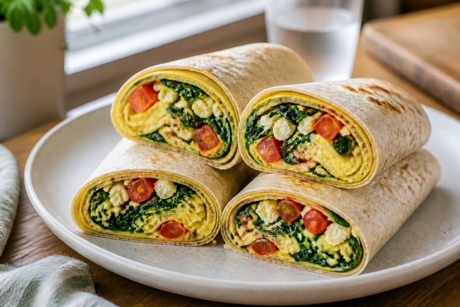 Spinach Tomato Feta Omelette Wraps cooking step 5: Fill and serve.