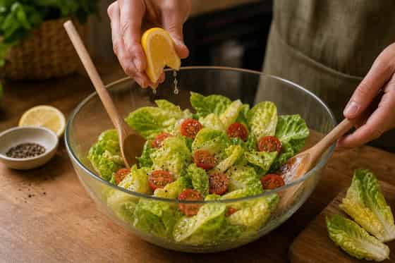 Sweetcorn Courgette Cheddar Fritters with Tomato Salad cooking step 5: Dress the salad.