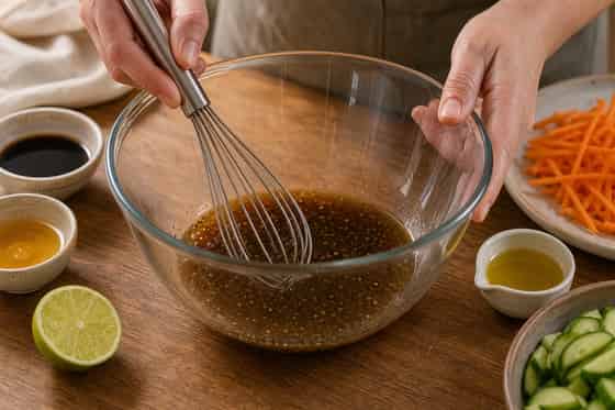Tuna Cucumber Rice Noodle Salad with Lime cooking step 3: Mix the dressing.