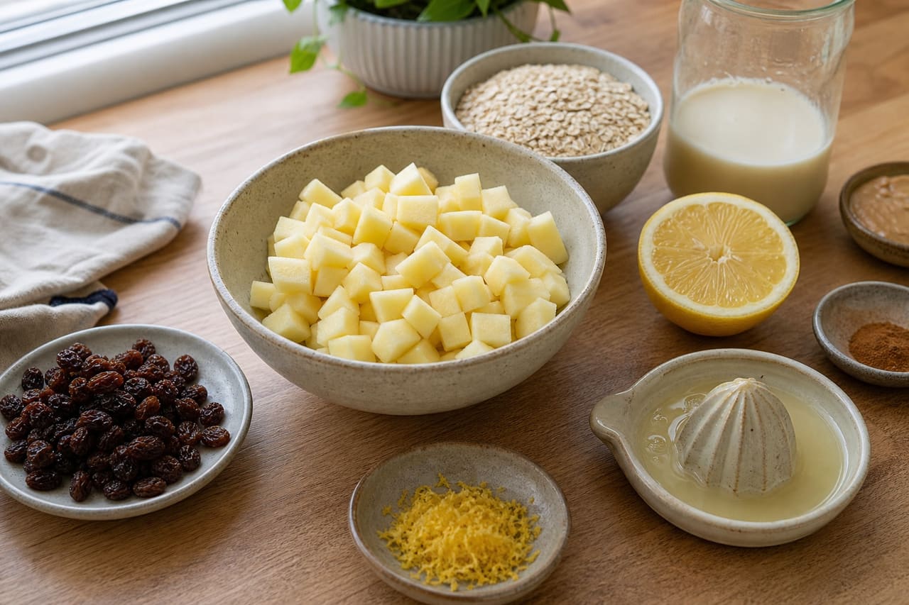 Creamy Apple Peanut Porridge with Cinnamon Raisins cooking step 1: Prepare the fruit.