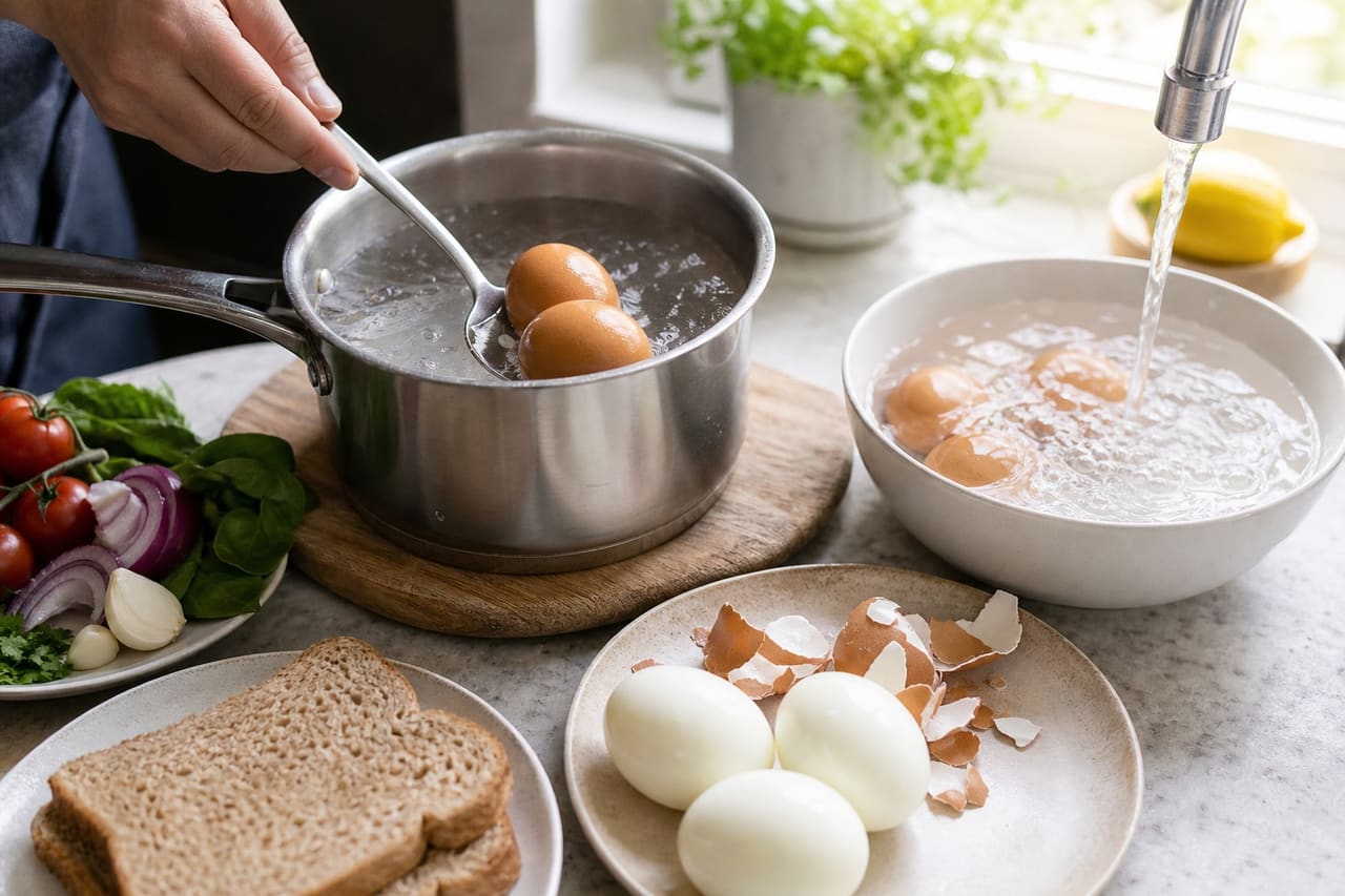 Spiced Tomato Spinach Breakfast Toasts with Jammy Eggs cooking step 2: Boil the jammy eggs.