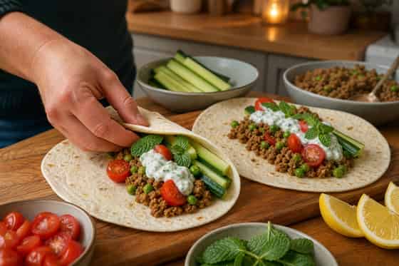 Turkey Keema Cucumber Wraps with Yoghurt cooking step 6: Fill and serve.