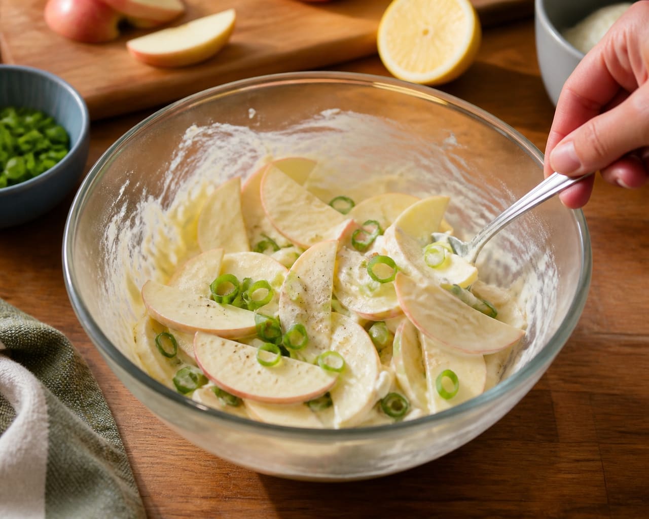 Crispy Mustard Turkey Schnitzel with Apple Potato Salad cooking step 2: Make the dressing.