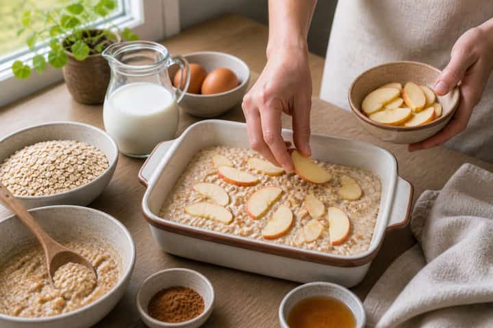 Apple Cinnamon Baked Oats cooking step 4: Bring it together.