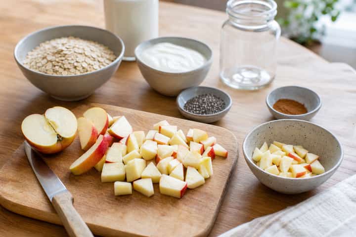 Apple Cinnamon Overnight Oats cooking step 1: Get prepped.