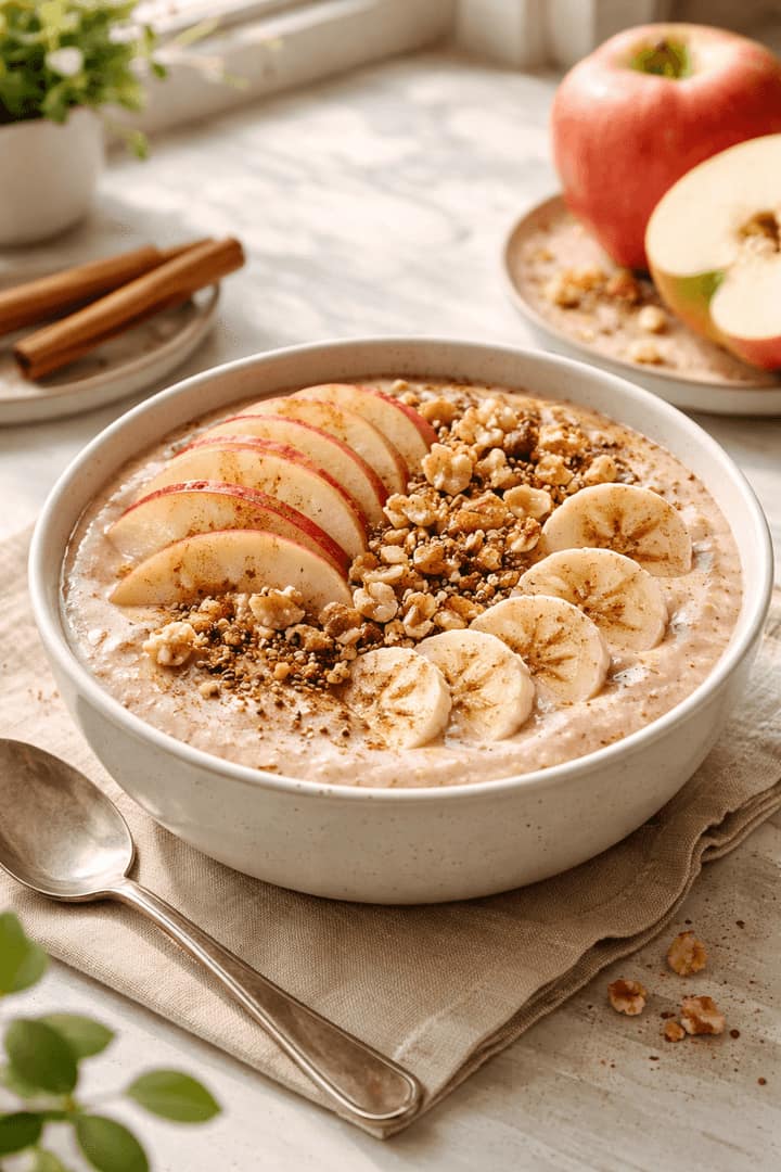 Fruit, yoghurt and granola breakfast bowl.