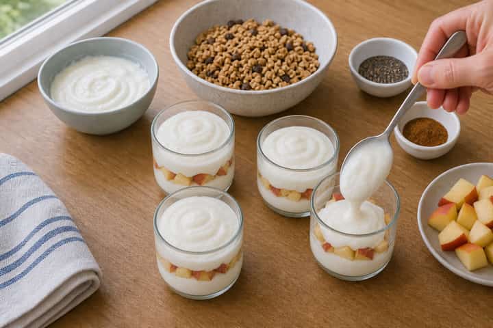 Apple Cinnamon Yogurt Pots cooking step 3: Build the flavour.