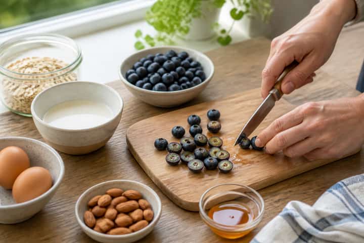 Blueberry Almond Baked Oats cooking step 2: Start cooking.