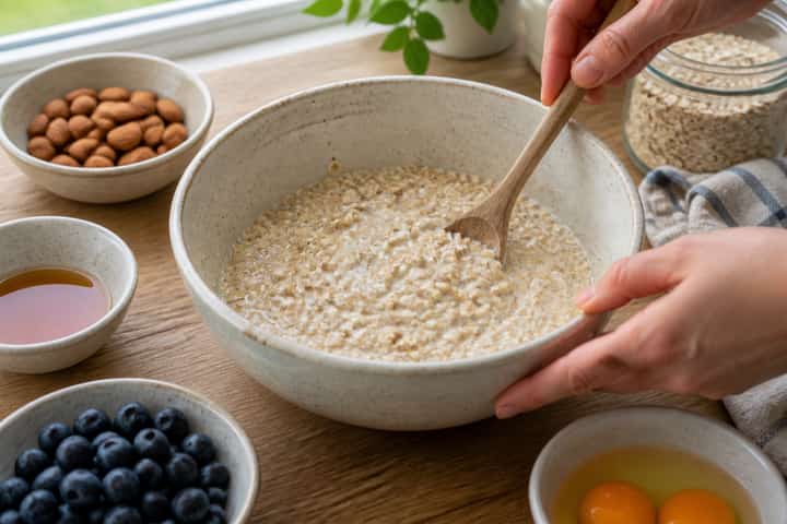 Blueberry Almond Baked Oats cooking step 3: Build the flavour.