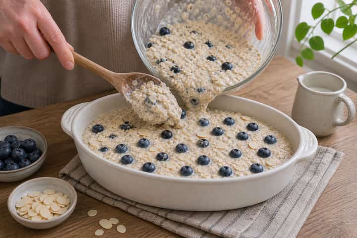 Blueberry Almond Baked Oats cooking step 4: Bring it together.