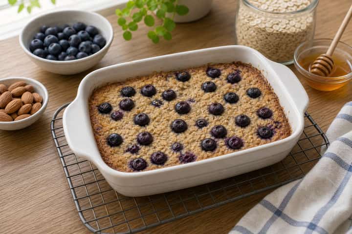 Blueberry Almond Baked Oats cooking step 5: Finish the dish.