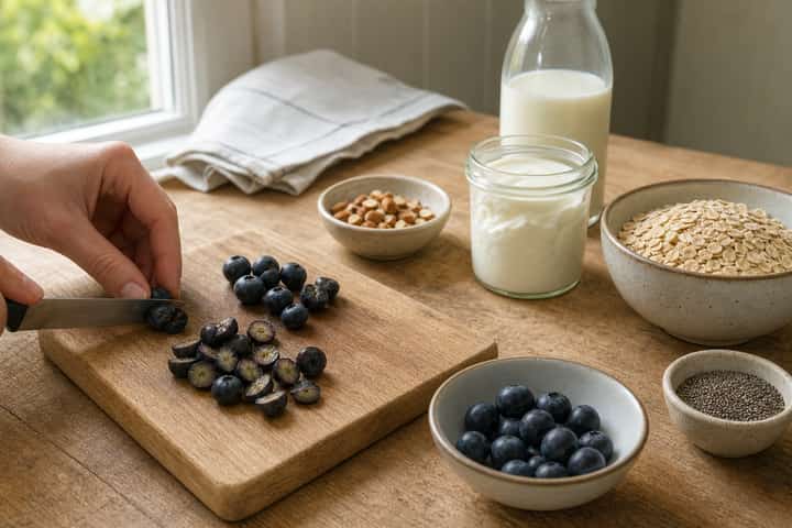 Blueberry Almond Overnight Oats cooking step 1: Get prepped.