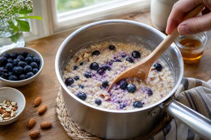 Blueberry Almond Porridge cooking step 4: Bring it together.