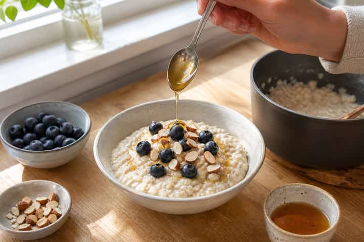 Blueberry Almond Porridge cooking step 5: Finish the dish.