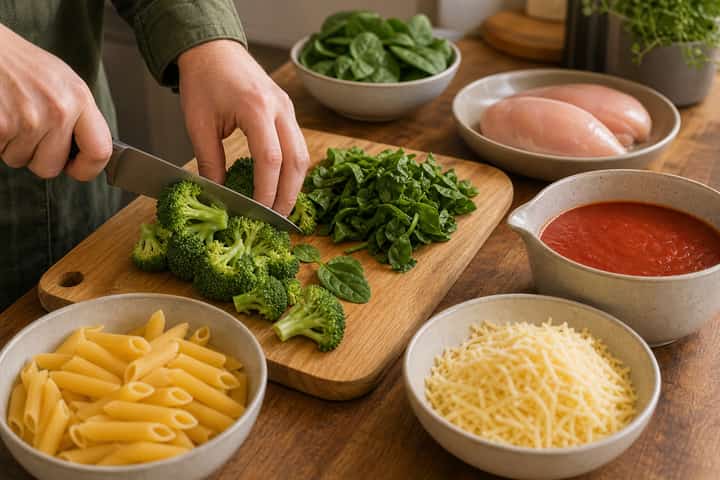 Chicken Broccoli Pasta Bake cooking step 3: Build the flavour.