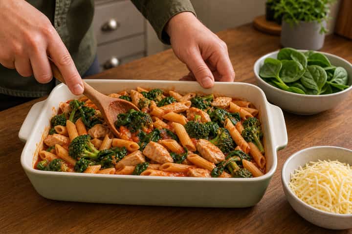 Chicken Broccoli Pasta Bake cooking step 5: Finish the dish.