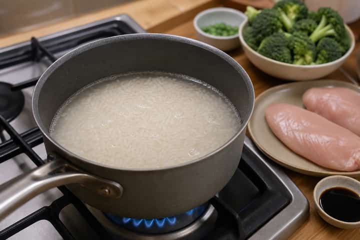 Chicken Broccoli Rice Bowls cooking step 1: Get prepped.