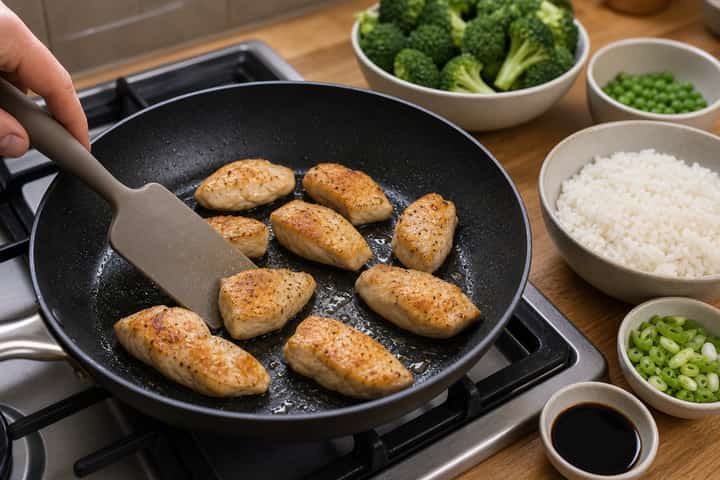 Chicken Broccoli Rice Bowls cooking step 3: Build the flavour.