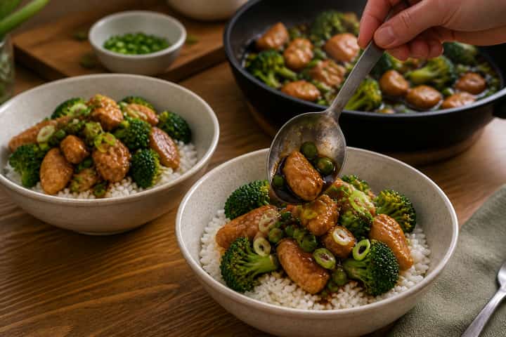 Chicken Broccoli Rice Bowls cooking step 6: Serve.