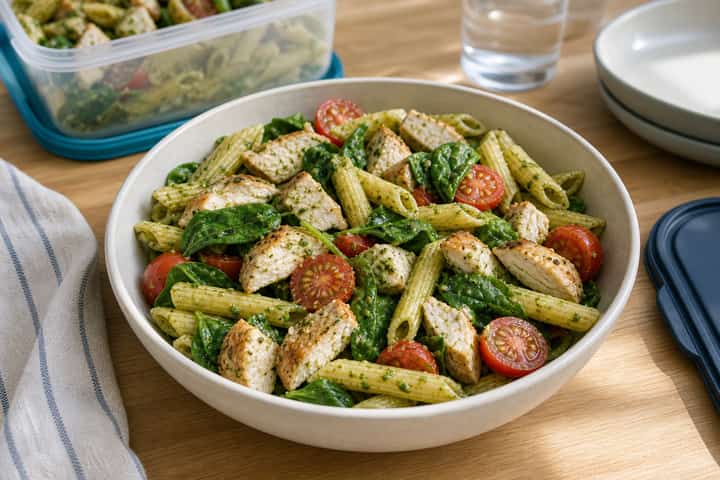 Chicken Pesto Pasta Salad cooking step 5: Finish the dish.