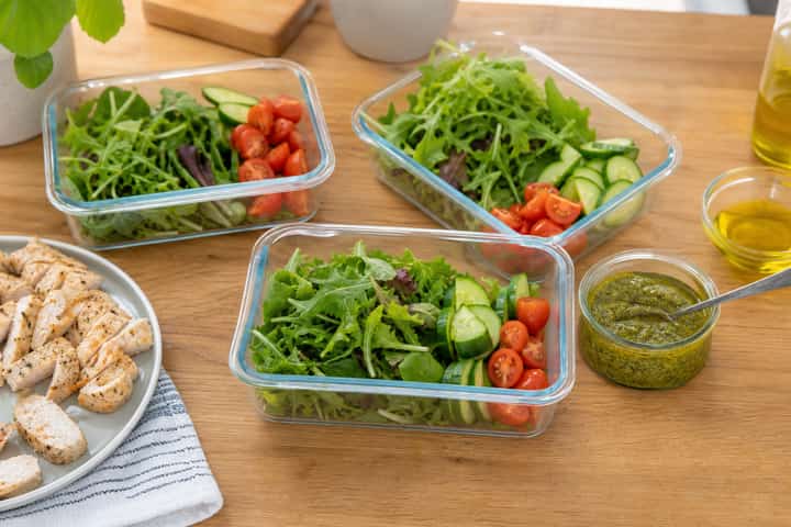 Chicken Pesto Salad Boxes cooking step 3: Build the flavour.