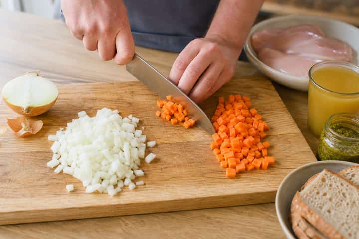 Chicken Pesto Soup Pots cooking step 1: Get prepped.