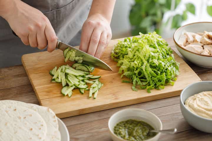 Chicken Pesto Wraps cooking step 1: Get prepped.