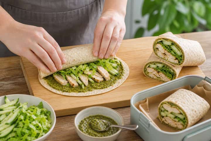 Chicken Pesto Wraps cooking step 5: Finish the dish.