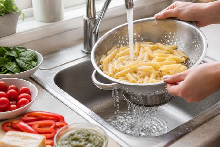 Halloumi Pepper Pasta Salad cooking step 1: Get prepped.