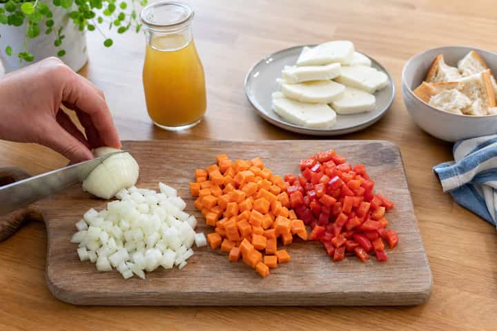 Halloumi Pepper Soup Pots cooking step 1: Get prepped.