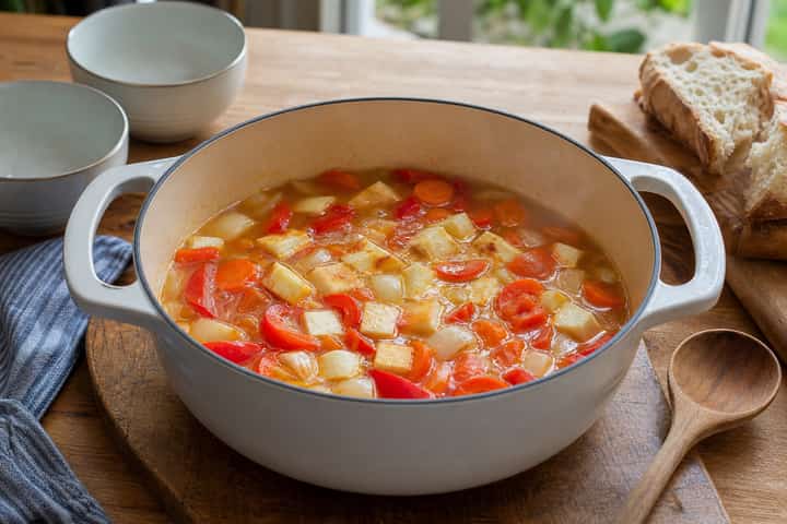 Halloumi Pepper Soup Pots cooking step 3: Build the flavour.